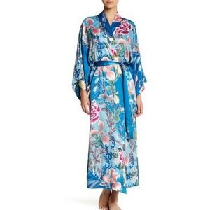 NWT NATORI PRIVATE LUXURIES SERENE KIMONO SLEEVE ROBE SIZE LARGE $180 BLUE